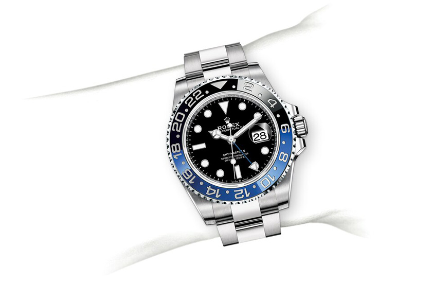Simulation wrist Rolex watch GMT-Master II Oystersteel and Black Dial  in Relojería Alemana