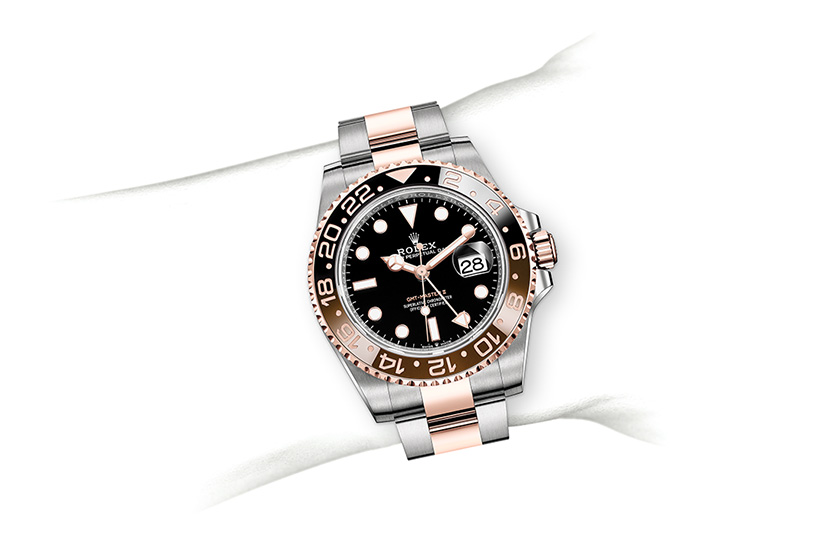 Simulation wrist Rolex watch GMT-Master II Oystersteel, Everose gold and Black Dial in Relojería Alemana
