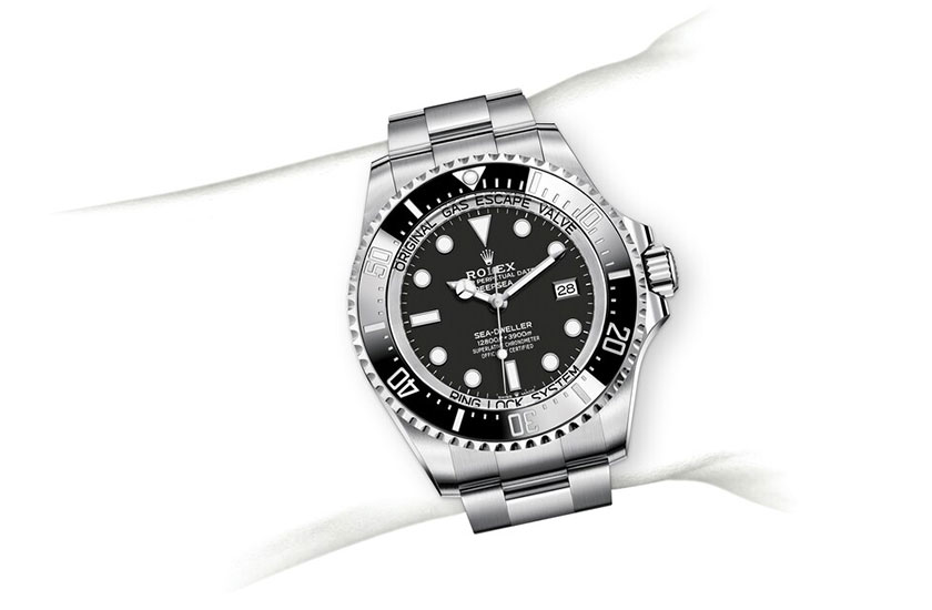 Simulation wrist Rolex watch Deepsea Oystersteel, and Black Dial in Relojería Alemana