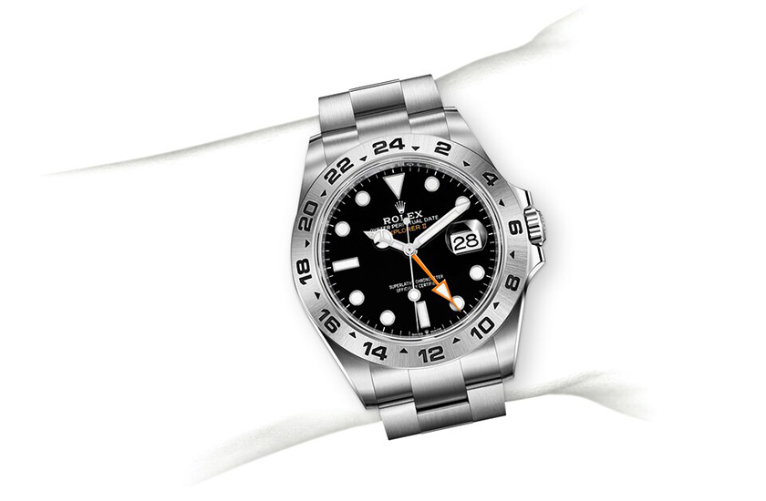 Simulation wrist Rolex watch Explorer II Oystersteel and Black Dial in Relojería Alemana