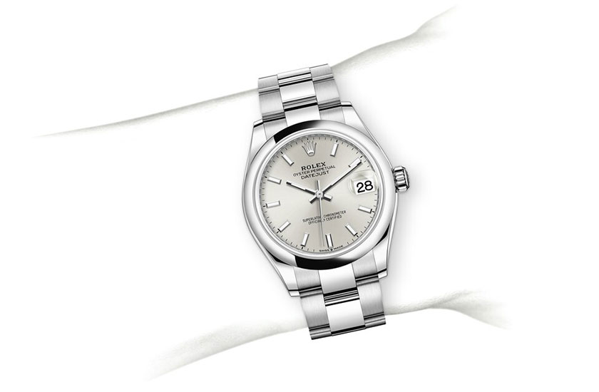 Simulation wrist Rolex Datejust 31 silver dial in Relojería Alemana
