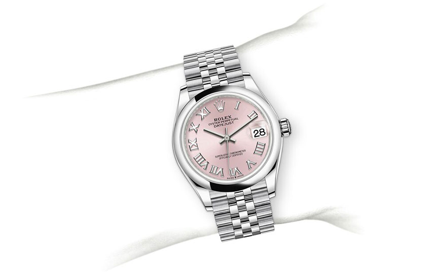 Simulation wrist Rolex Datejust 31 pink dial in Relojería Alemana