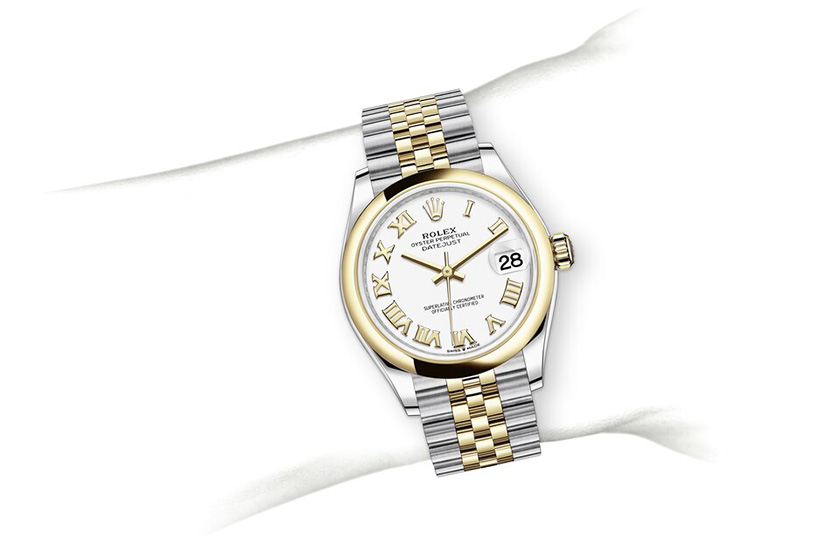Simulation wrist Rolex Datejust 31 Oystersteel, yellow gold and White Dial in Relojería Alemana
