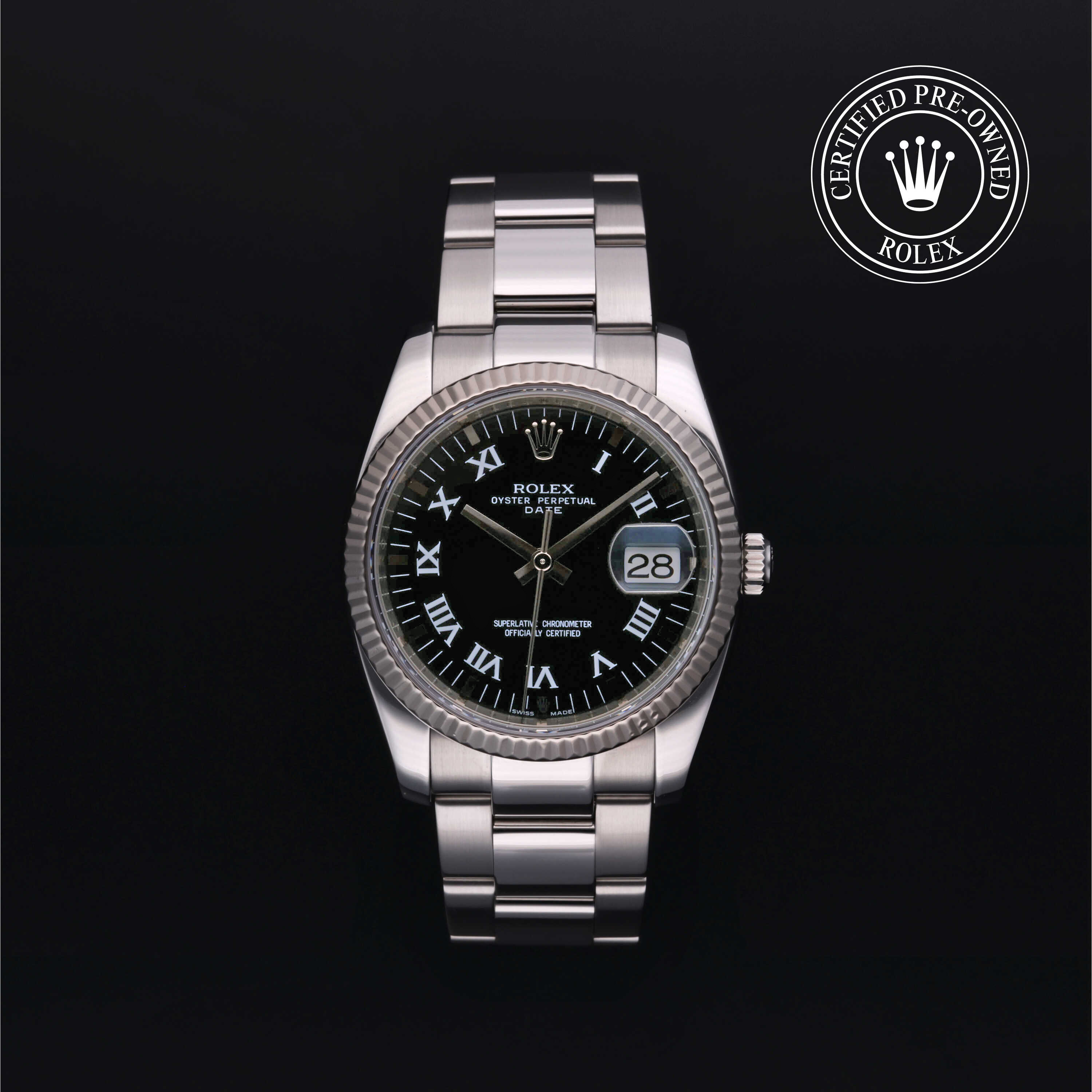 Rolex Certified Pre-Owned Date 34-34 mm-White rolesor-2007-115234